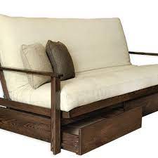 Wallhugger futon frames, loveseat wood futon beds from strata furniture strata frame wallhuggers are so easy to transform into a comfortable sleep space you can do it with one hand! Sherbrooke With Drawers Frame And Futon Kit Futon D Or Matelas Naturelsfuton D Or Matelas Naturels