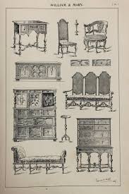 English William And Mary Furniture Designs Large 1904 Antique Black White Print Interior Design William And Mary Furniture Design Design