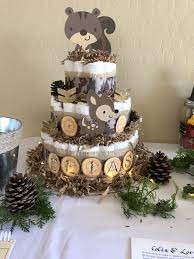 Country Style Diaper Cakes Baby Shower Diaper Cake Baby Shower Woodland Woodland Creatures Baby Shower