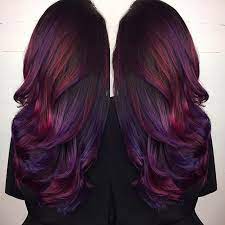 Dark Brown Hair With Purple And Deep Red Highlights Hair Styles Hair Color Purple Cool Hair Color