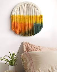 Our stylish wall hangings are perfect for spaces that need an accent piece to pull the room together. Amazon Com Flber Macrame Wall Hanging Dip Dyed Circle Hoop Yarn Tapestry Gypsy Home Decor 13 7 Diameter Arts Crafts Sewing