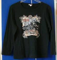 EUC Susan LAWRENCE Western Rodeo TOP Sz M Black w.Bling 100% Cotton MADE in  USA