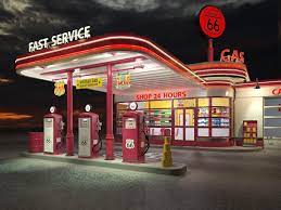 Gas Station Route66 At Day And Night 3d Model Ad Stationgasmodelnight Gas Station Petrol Station Old Gas Pumps