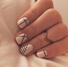 Nail designs with geometric figures are extraordinary, not boring and stylish! 36 Cute Geometric Nail Art Design Ideas Fashionmoe Lines On Nails Simple Fall Nails Line Nail Art
