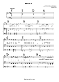 Sugar Sheet Music Maroon 5 Sugar Piano Sheet Music Sheetmusic Free Com