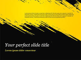 Yellow Brushstroke On Black Background Powerpoint Template 15399 Abstract Textures Poweredtemplate Co Background Powerpoint Powerpoint Templates Powerpoint