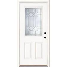 Feather River Doors Mission Pointe Zinc Half Lite Primed Smooth Fiberglass Entry Door 882190 At The Home Depot Single Doors Fiberglass Door Prehung Doors