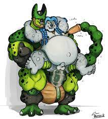 anal anthro big belly big penis cell (dragon ball) cum cum in ass  cum inflation dragon ball dragon ball z gay hair lion male male only semi-perfect  cell uniparasite