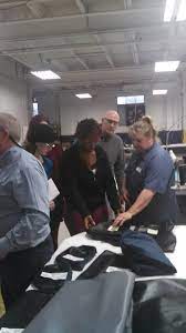 Students In Grand Rapids Community College S New Industrial Sewing Course Tour Grand Rapids Foam Sewing Courses Community College Industrial Sewing