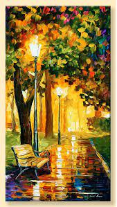 Park Lights Limited Edition Lighted Autumn By Afremovartstudio Fine Art Landscape Paintings Unusual Wall Art
