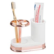 Mdesign Decorative Bathroom Dental Storage Organizer Holder Stand For Electric Spin Toothbrushes Toothpaste C Brushing Teeth Soap Pump Dispenser Pedestal Sinks