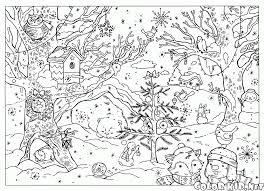 Winter Scene Coloring Page For Adults Printable Christmas Coloring Pages Christmas Coloring Pages Detailed Coloring Pages