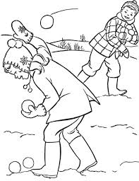 Playing Snowball Fight Coloring Page Coloring Pages Winter Coloring Book Pages Christmas Coloring Pages