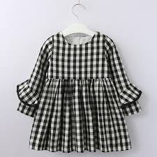 Black And White Gingham Dress Toddler Toddler Girl Black And White Checkered Gingham Long Sleeve Dress Bonjour Bear 3t To 5t Girls Casual Dresses Casual Dress Outfits Long Sleeve Cotton Dress