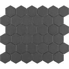 Porcelain floor tile is a good choice as it's not only visually appealing but also extremely durable. Satori Carbon Matte 12 In X 12 In Unglazed Porcelain Hexagon Floor And Wall Tile Lowes Com Hexagonal Mosaic Hexagon Wall Tile Mosaic Wall Tiles