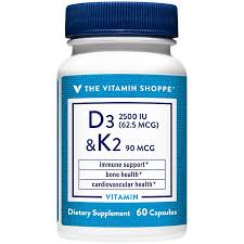 Vitamin k2 and vitamin d3 are commonly combined in supplements because of a potential synergistic effect on bone density. Vitamin D3 K2 2500 Iu 60 Capsules At The Vitamin Shoppe
