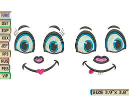 Little face for clothes toys Muzzle eyes smile Machine embroidery design  file