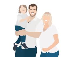 Family Portrait Illustration 3 People Custom Digital Art Faceless Family Print Wall De Family Portrait Illustration Portrait Illustration Family Portraits