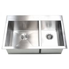Select the number of bowls for your sink: 33 Inch Top Mount Drop In Stainless Steel 60 40 Double Bowl Kitchen Sink Zero Radius Design