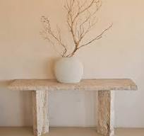 Travertine Stone Console Table With Chiseled Raw Edge - Desk ...