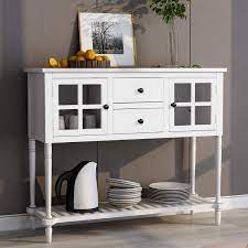 My client was needing storage in her dining room for. Amazon Com P Purlove Buffet Table Sideboard Table Console Table Rustic Tables With Two Storage Drawers Two Cabinets And Bottom Shelf For Living Room And Entryway White Buffets Sideboards
