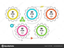 Gears Infographic Engineering Timeline Concept With 5