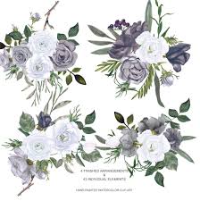 Watercolorblack White Roses Clipart Separate Elements Hand Etsy In 2020 Clip Art Art Watercolor Graphic