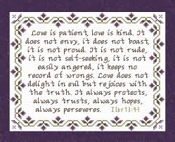 New world translation of the holy scriptures (study edition). Love Always I Corinthians 13 4 7 Cross Stitch Design Custom Designs Available To You