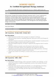 Certified Occupational Therapy Assistant Resume Samples