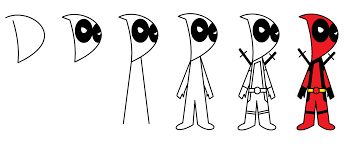 Just draw two lines as shown in the figure. How To Draw Deadpool Using The Letter D Drawing Deadpool How To Draw Deadpool Drawing Tutorial