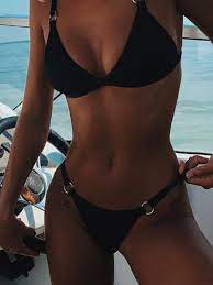 Maillot de bain deux pièces taille haute à imprimés graphiques. Maillot De Bain 2 Pieces Mode Femme Bikini Noir Maillots De Bain Hauts