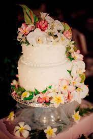 Fiji Destination Wedding Castaway Island Cascading Flower Cakes Vow Renewal Cake Tropical Wedding