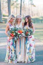 Pink And Yellow Floral Wedding Ideas Patterned Bridesmaid Dresses Bridesmaid Dresses Floral Print Floral Bridesmaid Dresses