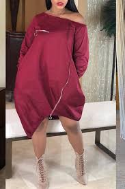 Casual Loose Red Knee Length Dress In 2020 Knee Length Dress Fashion Ladies Wear Dresses