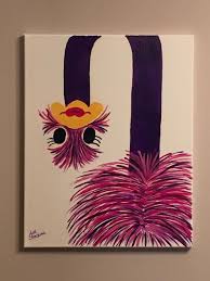 Acrylic Painting On Canvas By Lisa Fontaine Ostrich Animal Easy Canvas Painting Acrylic Painting Canvas Canvas Art