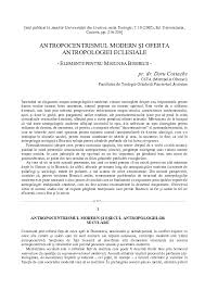 Antropocentrismul Modern È™i Oferta Antropologiei Eclesiale Elemente Pentru Misiunea Bisericii Doru Costache Academia Edu