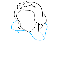 Draw a bow where the hair meets at a point at the top of the forehead. How To Draw Snow White Really Easy Drawing Tutorial