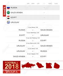 Today football match prediction, prediction on upcoming matches, who will win today prediction. Football 2018 Group A Match Schedule All Matches Time And Place Russia Saudi Arabia Egypt Uruguay Royalty Free Cliparts Vectors And Stock Illustration Image 91014497