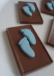 Milk Chocolate Bar With Blue Footprints Www Etsy Com Shop Rosebudchocolates Baby Shower Candy Footprints Baby Shower Candy Party Favors