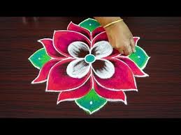 Simple Rangoli For Kids With 7x5x1 Dots Colour Flower Kolam Muggulu For Beginners Youtube Simple Rangoli Rangoli Designs Images Beautiful Rangoli Designs
