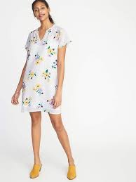Old Navy Floral Print Crepe Shift Dress For Women Short Sleeve Dresses Fashion Dresses