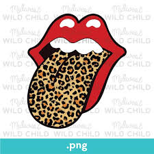 Rolling Stones Lips With Tongue Out Leopard Print Png Leopard Etsy Rolling Stones Logo Lips Painting Rolling Stones