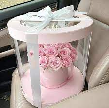 Source Custom Logo Paper Transparent Window Flower Box With Ribbon On M Alibaba Com Flower Gift Ideas Flower Box Gift Window Box Flowers