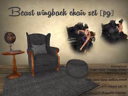 Wingback chairs and wingback armchairs. Second Life Marketplace Beast Wingback Chair Set Smoke Pg