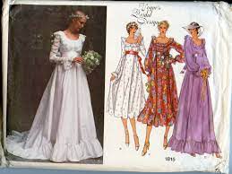 1970s Boho Wedding Dress Sewing Pattern Ruffled Around Neck High Waist Chapel Train Ruffle Cuffs Size 12 Bust 34 Vogue 1815 Sewing Wedding Dress Dresses Gown Sewing Pattern