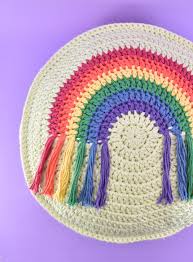 You may also use different colored covers to give your space a new look whenever you like. Round Crochet Rainbow Pillow Pattern Dream A Little Bigger