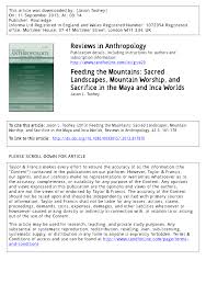 Pdf Feeding The Mountains Sacred Landscapes Mountain Worship And Sacrifice In The Maya And Inca Worlds