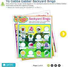 Yo Gabba Gabba Backyard Bingo Free Nick Jr Printable Http Www Nickjr Com Printables Yo Gabba Gabba Backyard Bingo J Nick Jr Bingo Cards Backyard Adventure