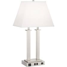 Maybe you would like to learn more about one of these? Possini Euro Design Modern Table Lamp With Hotel Style Usb Ac Outlet Brushed Nickel Side Outlet For Bedroom Endtable Nightstand Target