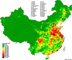Population Density Map Of China China Map Map Asia Map